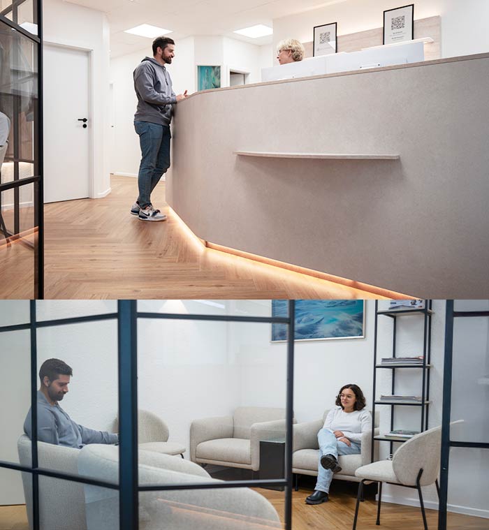 Empfangsbereich der Praxis NW Zahnmedizin in Schwetzingen